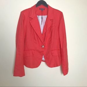 For Cynthia Coral linen blazer.